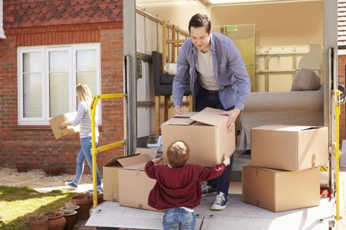 Removal company van loading boxes in London