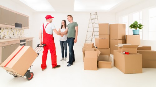 Secure self storage unit in London with organized boxes