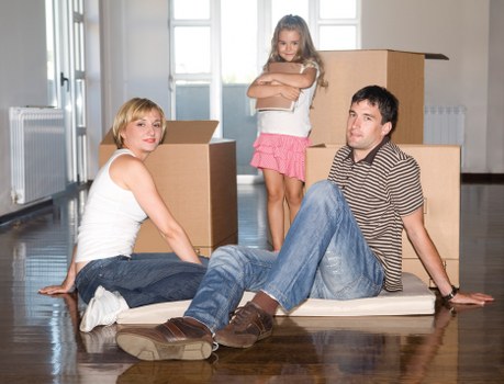 Packed household goods being loaded for a relocation job