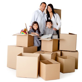 Packed moving boxes ready for a London removal van service